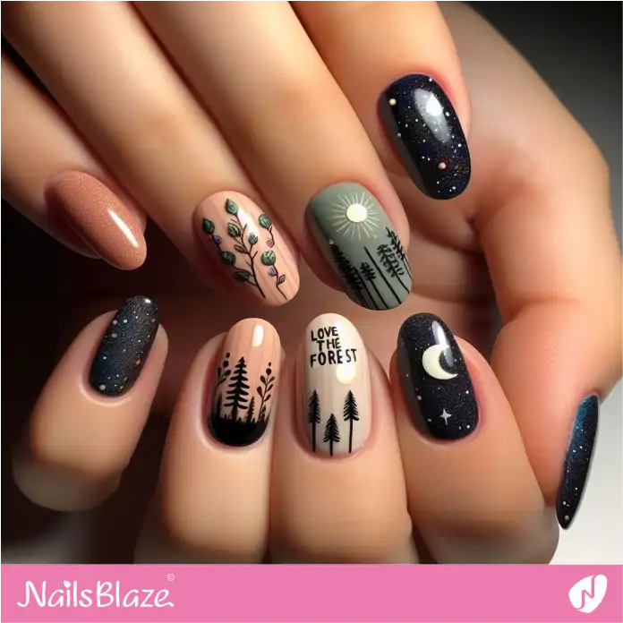 Day and Night Forest Nail Art | Love the Forest Nails - NB2852